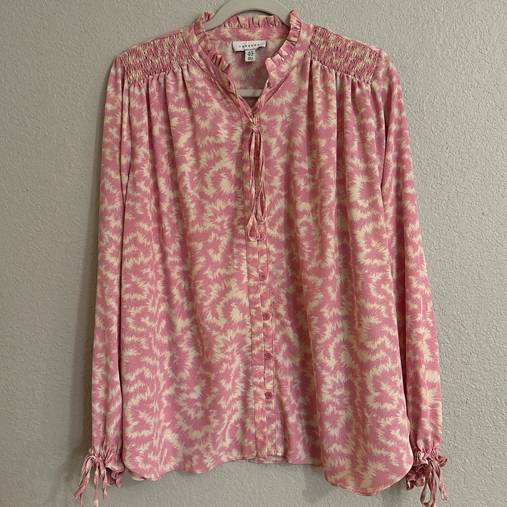 TOPSHOP bubblegum pink and cream blouse
